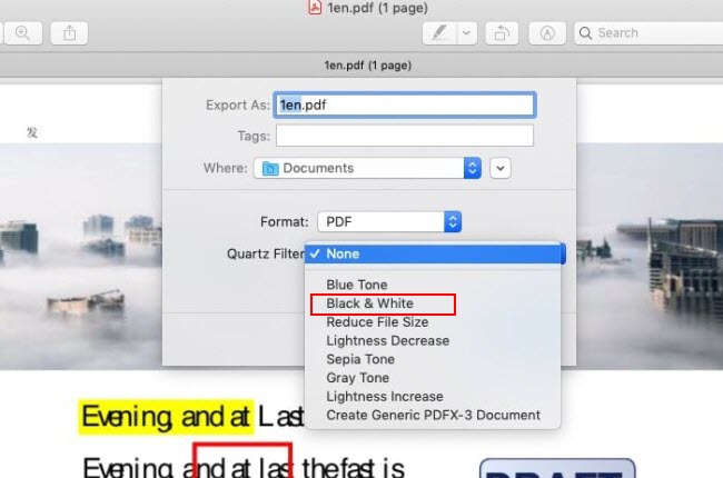 PDF auf Mac in Graustufen umwandeln