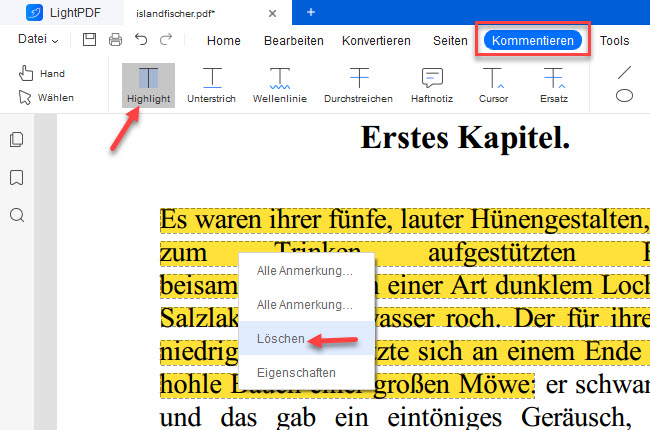 Markierungen aus PDF entfernen