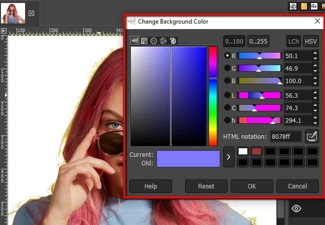 GIMP Foto Hintergrundfarbe ändern