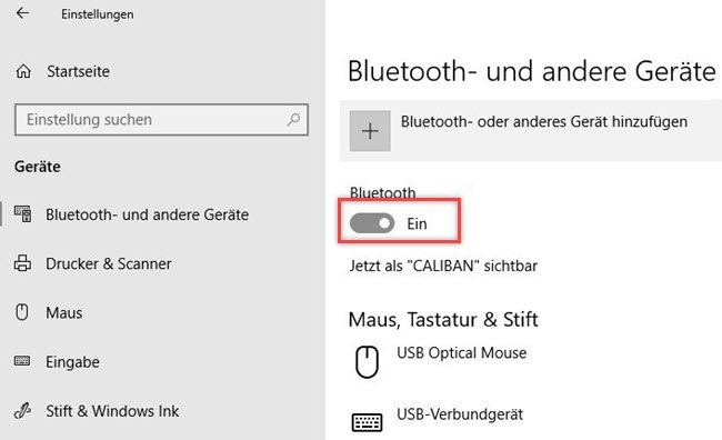 aktivieren Sie Bluetooth unter Windows 10