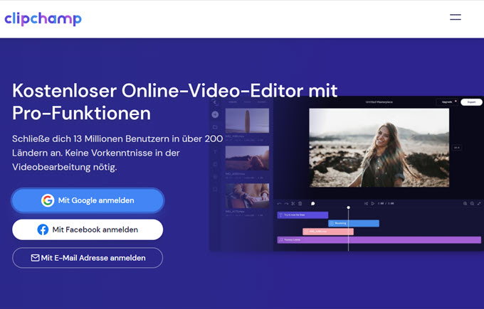 kostenloser Online-Video-Editor Clipchamp