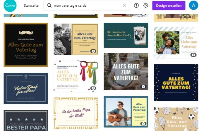 Vorlagen für Vaterstag auf Canva