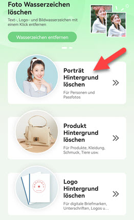 Porträt Hintergrund löschen