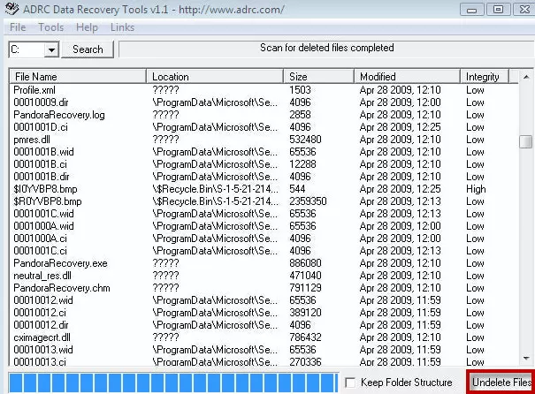 Herramientas de recuperación de datos de ADRC