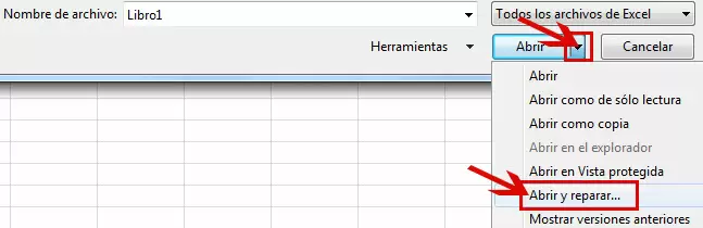 método de reparación de Excel