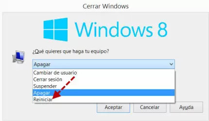 reiniciar PC Windows 8