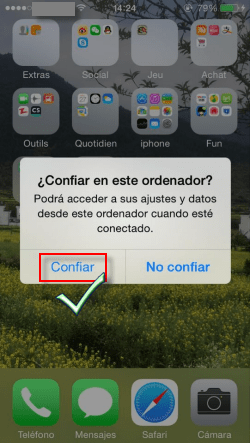 botón Confiar de iPhone