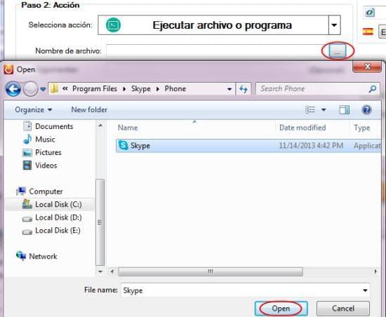 seleccionar programa windows