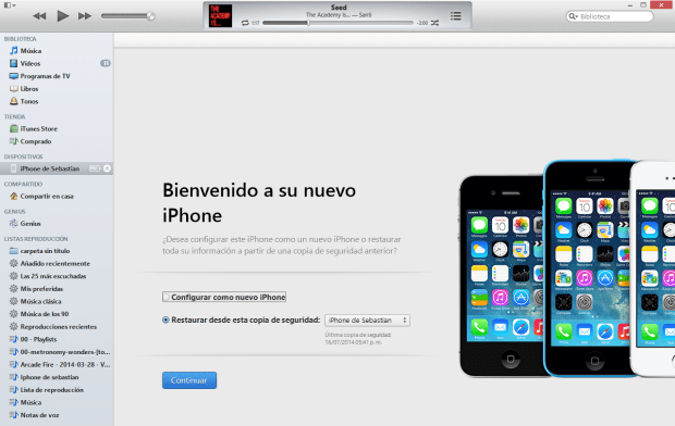 sincronizar iPhone con iTunes 