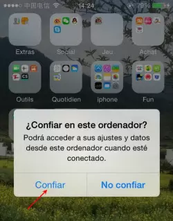 interfaz confiar de iPhone