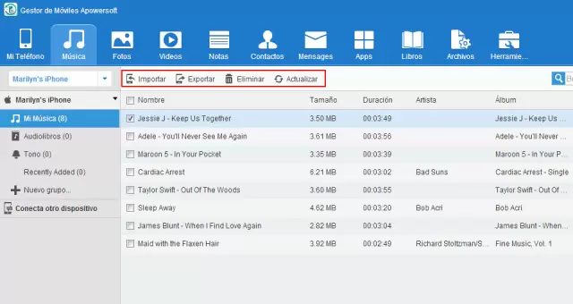 gestionar música de iPhone