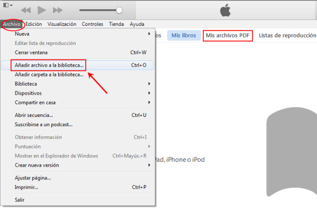 añadir PDF a iTunes