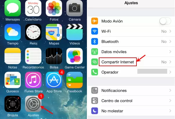 activar hotspot en iPhone