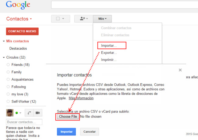 importar vcf a Gmail