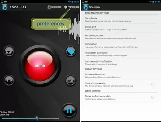  interfaz de Voice PRO