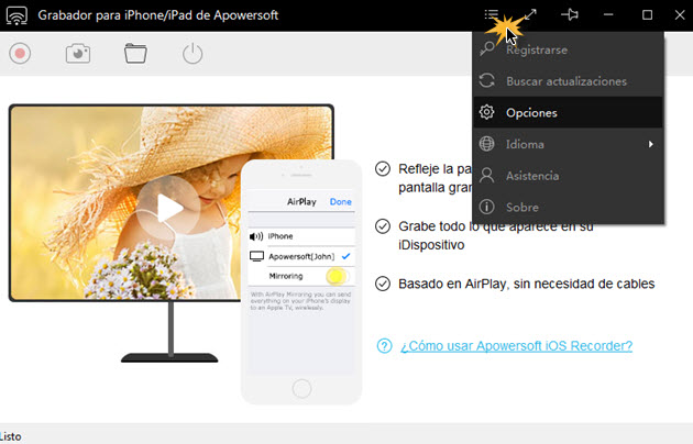 Grabador de Apowersoft para iPhone/iPad