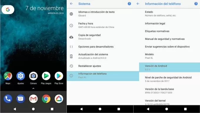 revisa la versión de Android