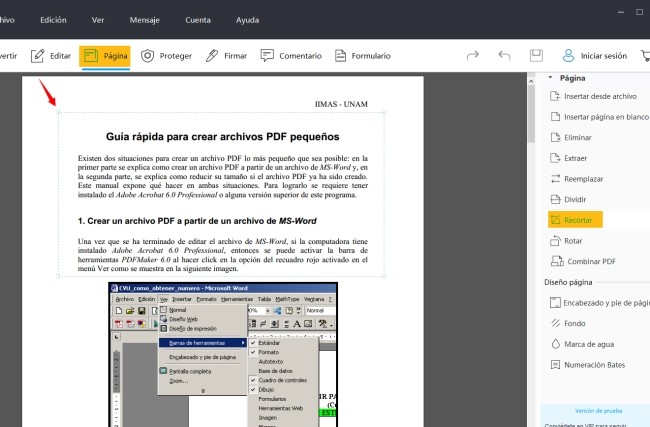recortar páginas PDF