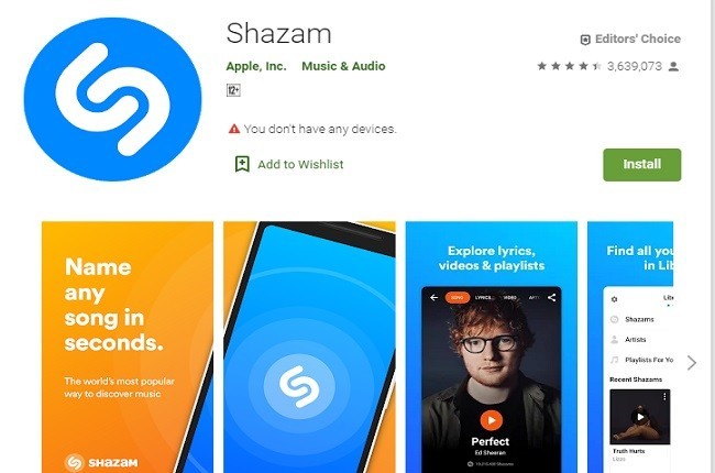 Shazam para reproducir música en andorid gratis