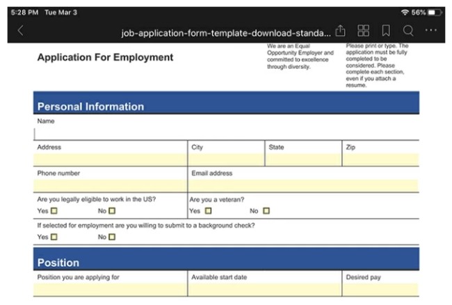 herramientas para llenar formulario PDF en iPad en línea
