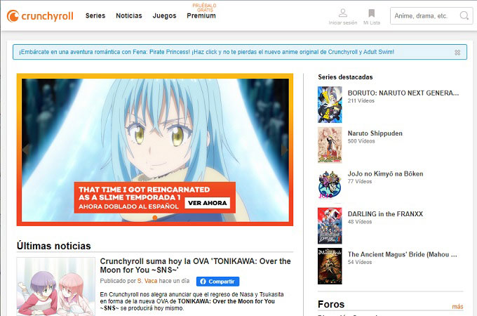 crunchyroll sitios de anime