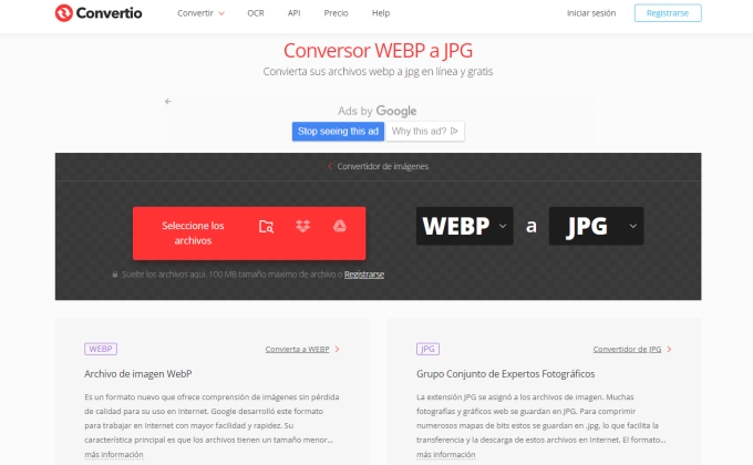 convertir webp a jpg online convertio