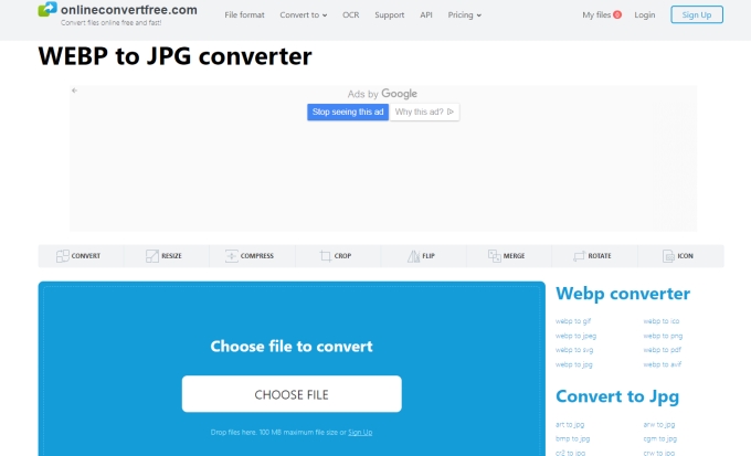 convertir webp a jpg online ceonver free