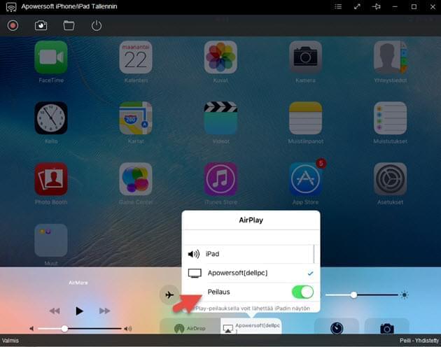 iPad näytön tallentamiseen