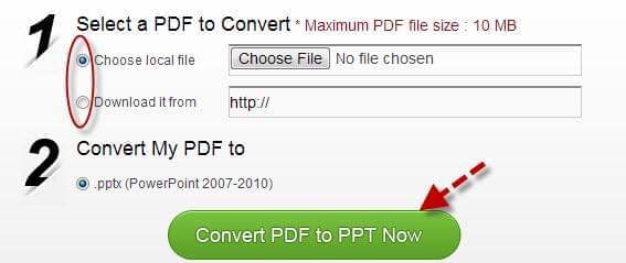 Convertir PDF en PPT en ligne depuis un fichier local ou une URL