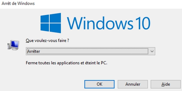 arrêter automatiquement Windows 10