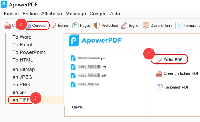 convertir PDF en TIFF via ApowerPDF