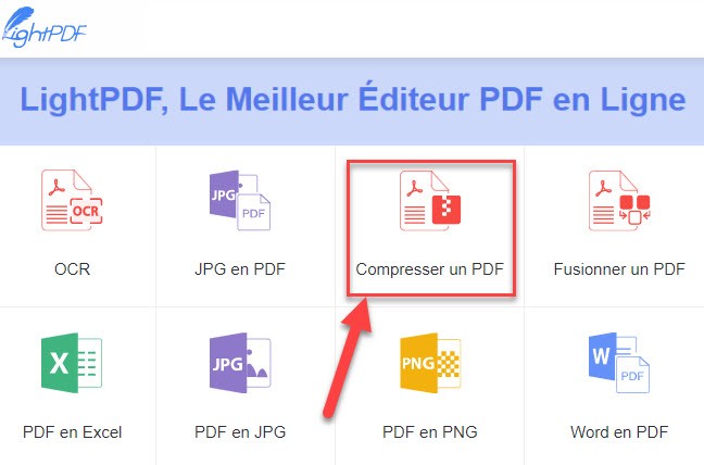 réduire la taille d'un fichier pdf avec lightpdf