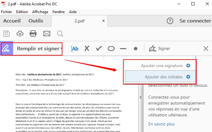 signer PDF avec Adobe