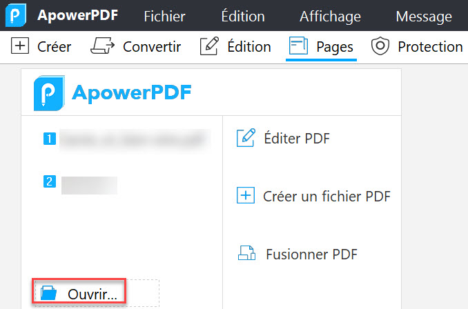 ouvrir un fichier dans Apowerpdf