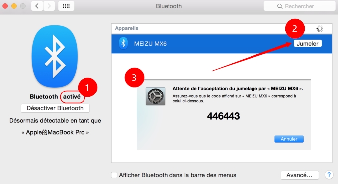 connectez Android sur Mac via Bluetooth