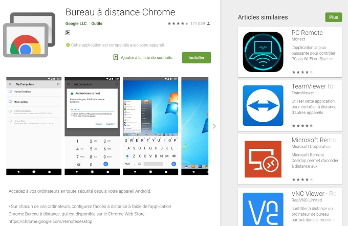 afficher le PC sur Android via Chrome Remote Desktop