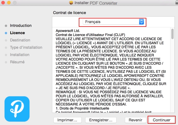 sélectionnez une langue d'installation sur Mac
