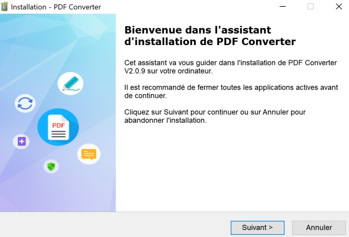configuration du convertisseur PDF
