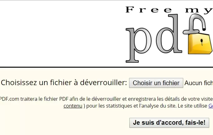 supprimer un mot de passe pdf via freeMyPDF