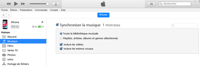 synchroniser musique iphone 