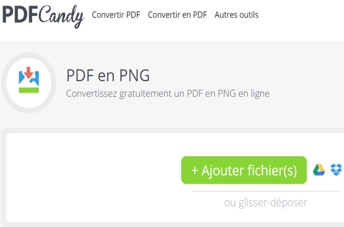 convertir un PDF vers PNG en ligne via PDFCandy