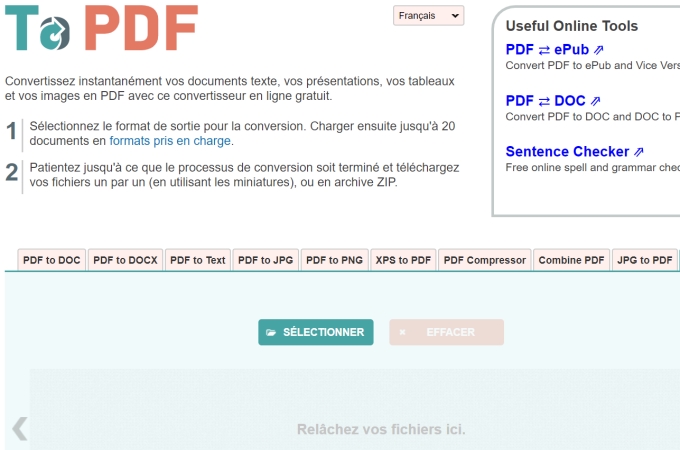 convertir un PDF vers PNG en ligne via ToPDF