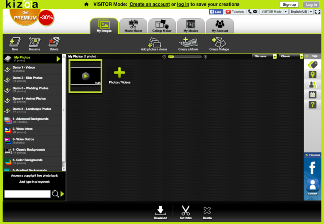 kizoa logiciels de montage vidéo pour Chromebook