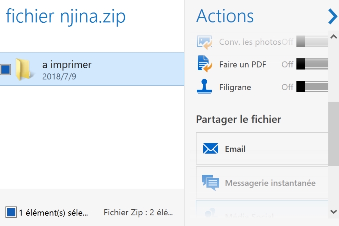 sauvegarder des fichiers dans WinZip
