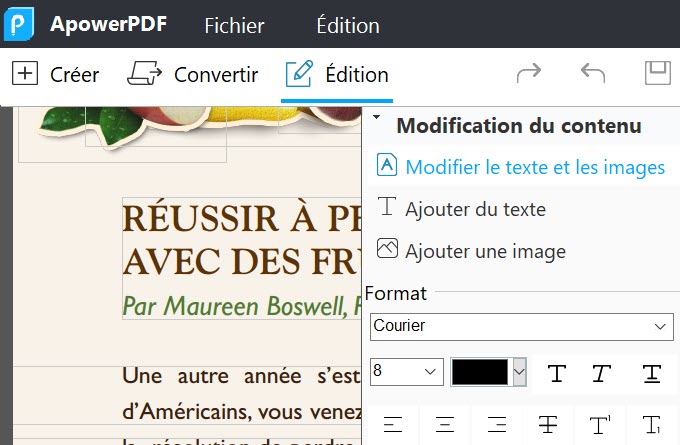 utiliser ApowerPDF modifier du texte sur un PDF