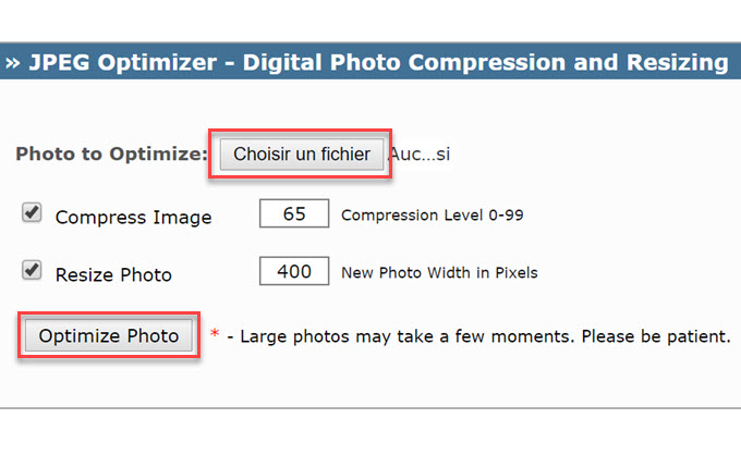 compresser JPEG via JPEG Optimizer