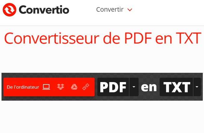 utiliser convertio convertir un PDF vers TXT