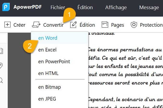 convertir un PDF en Word avec ApowerPDF