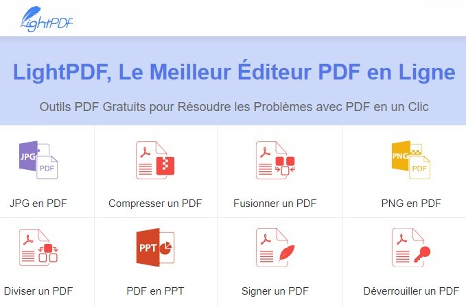 lightpdf pour convertir un PDF