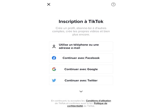 mode d'inscription tiktok